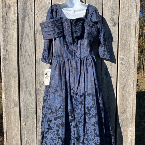 Vintage Jessica McClintock Blue Pattern Formal Dress - Picture 8 of 15